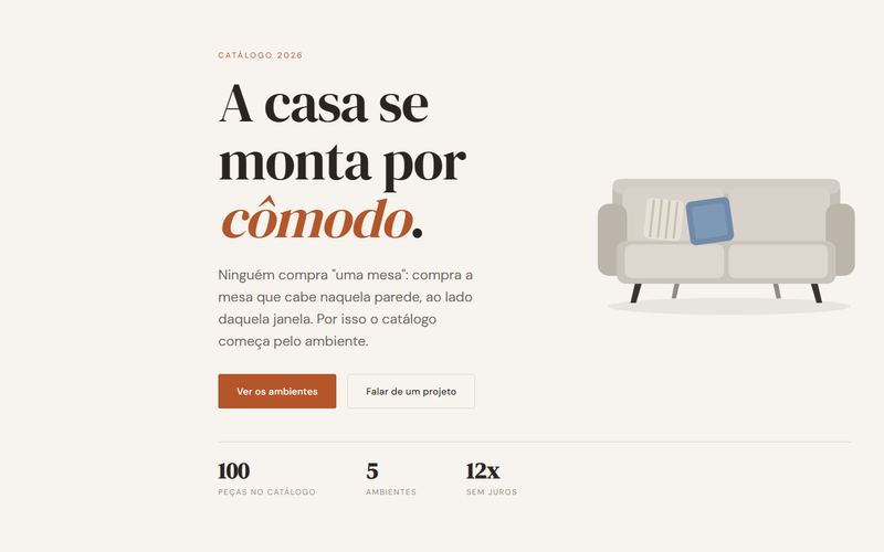 Página inicial da loja MóveisHouse com um sofá em destaque
